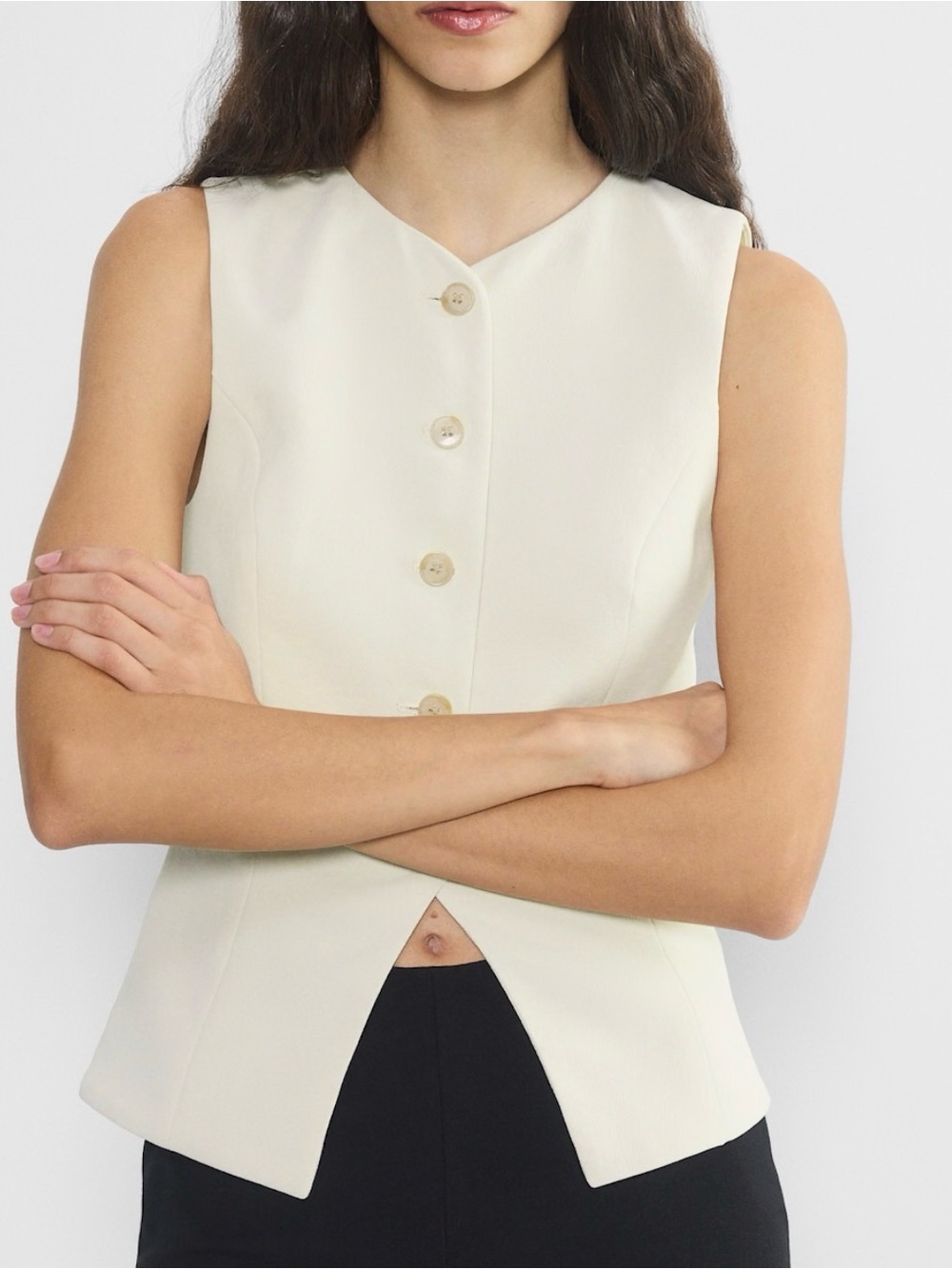 Aritzia Wilfred regal vest crepette matte pearl size 2